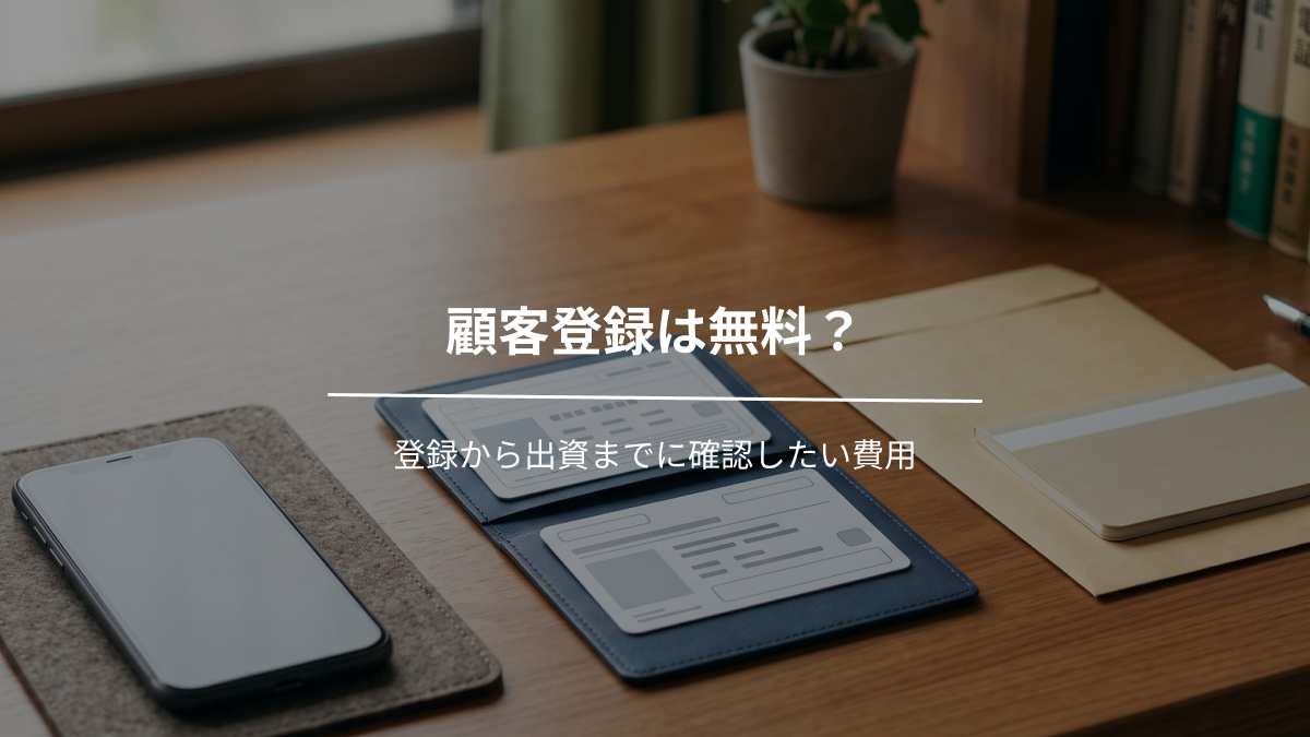 顧客登録は無料？登録から出資までに確認したい費用
