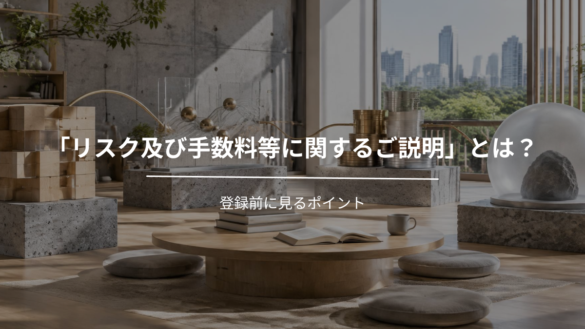 「リスク及び手数料等に関するご説明」とは？登録前に見るポイント